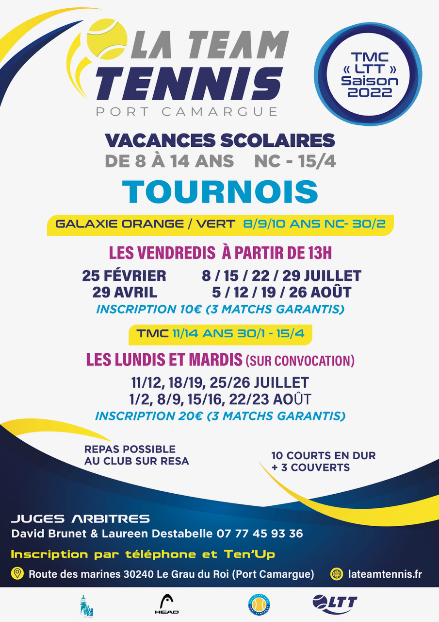 Tournois et compétitions tennis Le Grau du Roi, Port Camargue